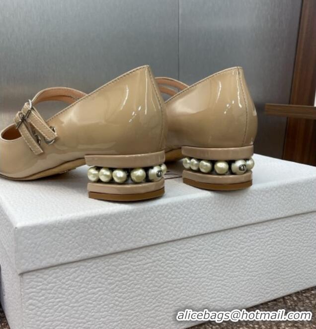 Buy Cheap Dior D-Lane Mary Janes Pumps 3.5cm in Patent Leather with Pearls D0025 Beige 2025