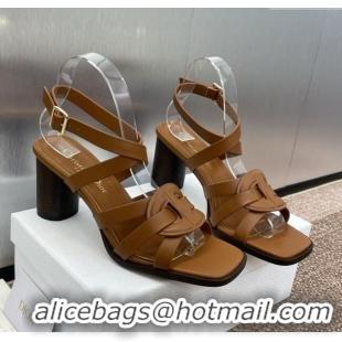 High Quality Dior D-Club Heeled Sandals 8cm in Calfskin Leather D0028 Brown 2025