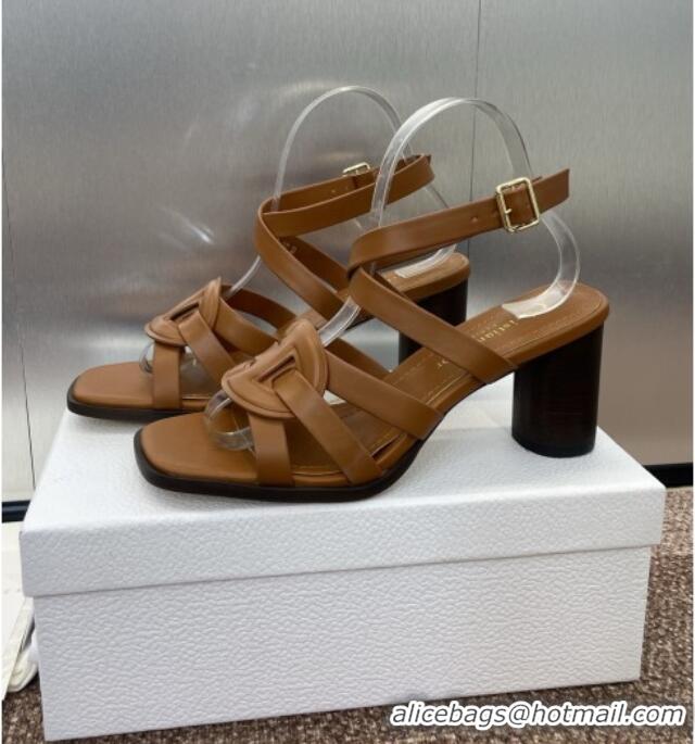 High Quality Dior D-Club Heeled Sandals 8cm in Calfskin Leather D0028 Brown 2025