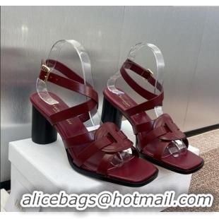 Top Design Dior D-Club Heeled Sandals 8cm in Calfskin Leather D0028 Ruby Red 2025