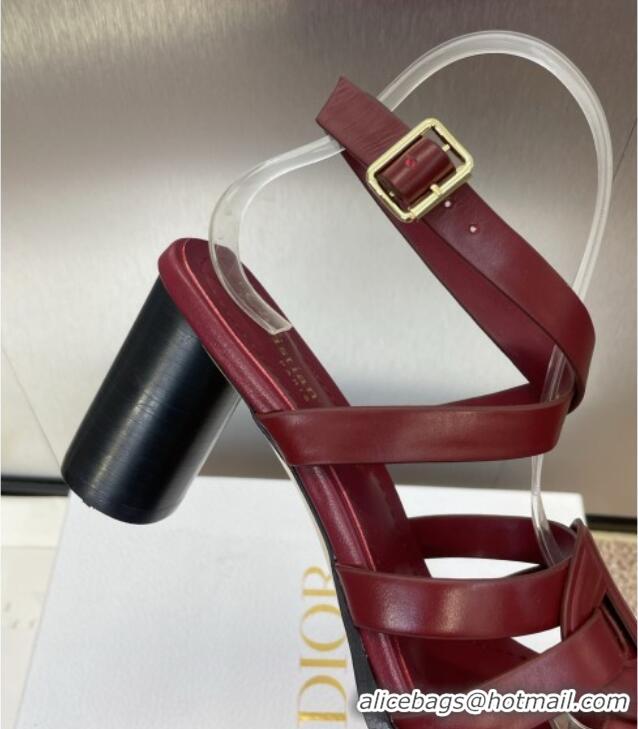 Top Design Dior D-Club Heeled Sandals 8cm in Calfskin Leather D0028 Ruby Red 2025