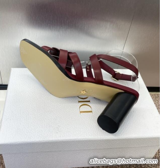 Top Design Dior D-Club Heeled Sandals 8cm in Calfskin Leather D0028 Ruby Red 2025