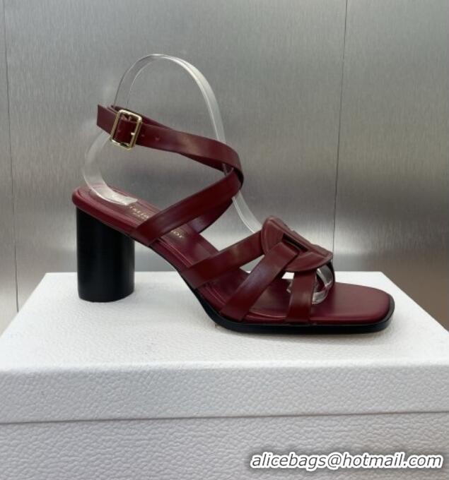 Top Design Dior D-Club Heeled Sandals 8cm in Calfskin Leather D0028 Ruby Red 2025