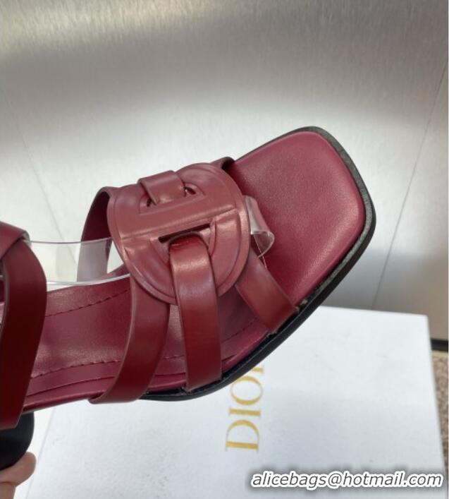 Top Design Dior D-Club Heeled Sandals 8cm in Calfskin Leather D0028 Ruby Red 2025