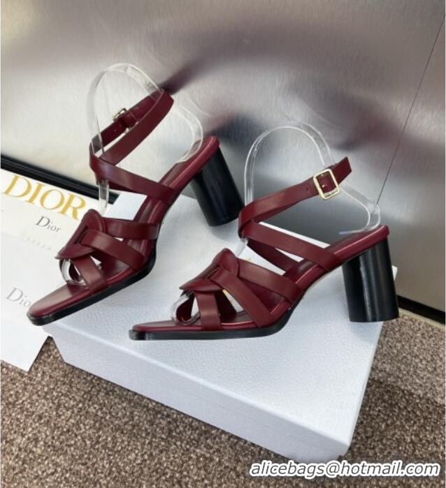 Top Design Dior D-Club Heeled Sandals 8cm in Calfskin Leather D0028 Ruby Red 2025