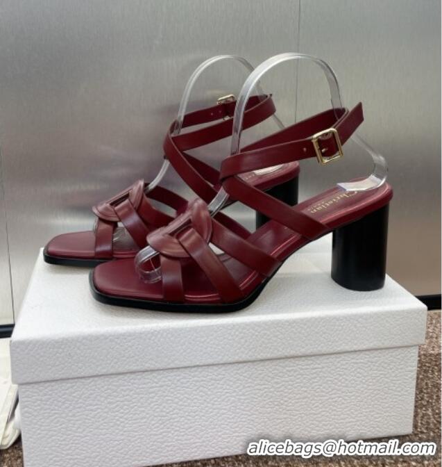 Top Design Dior D-Club Heeled Sandals 8cm in Calfskin Leather D0028 Ruby Red 2025