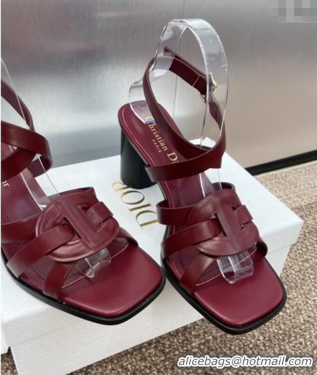 Top Design Dior D-Club Heeled Sandals 8cm in Calfskin Leather D0028 Ruby Red 2025