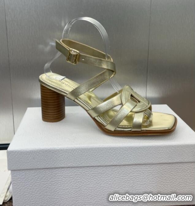 ​Grade Quality Dior D-Club Heeled Sandals 8cm in Calfskin Leather D0028 Gold 2025