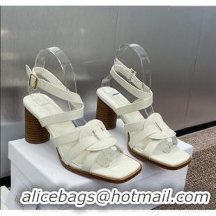​Top Design Dior D-Club Heeled Sandals 8cm in Calfskin Leather D0028 White 2025