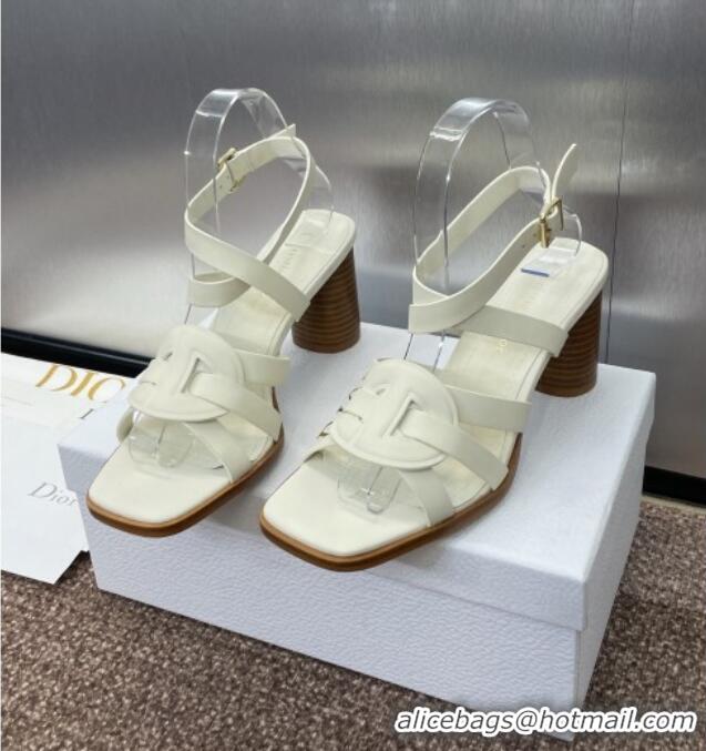 ​Top Design Dior D-Club Heeled Sandals 8cm in Calfskin Leather D0028 White 2025