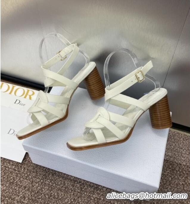 ​Top Design Dior D-Club Heeled Sandals 8cm in Calfskin Leather D0028 White 2025