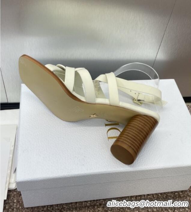 ​Top Design Dior D-Club Heeled Sandals 8cm in Calfskin Leather D0028 White 2025