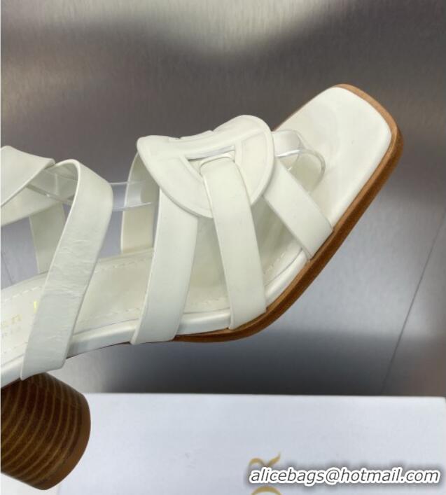 ​Top Design Dior D-Club Heeled Sandals 8cm in Calfskin Leather D0028 White 2025