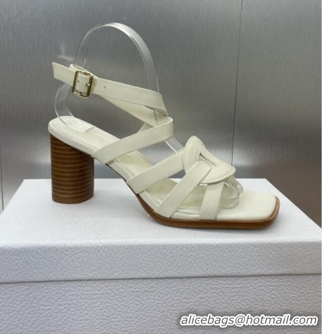 ​Top Design Dior D-Club Heeled Sandals 8cm in Calfskin Leather D0028 White 2025