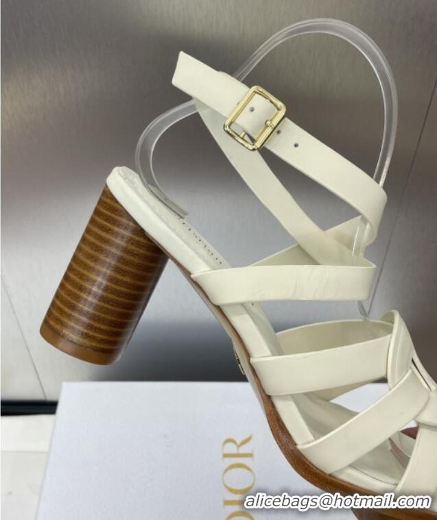 ​Top Design Dior D-Club Heeled Sandals 8cm in Calfskin Leather D0028 White 2025