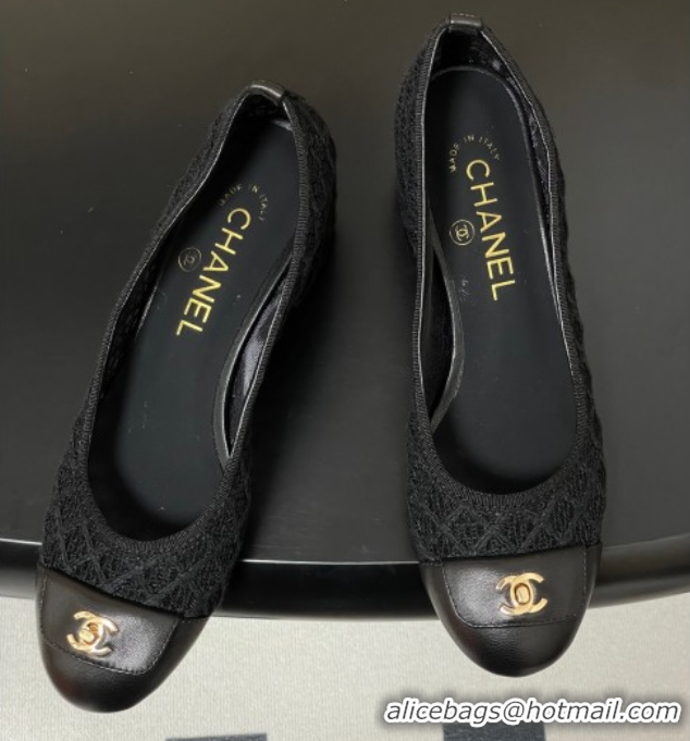Grade Quality Chanel Embroidered Mesh & Leather Pumps 5cm with Foldover Black 2025 CH071405