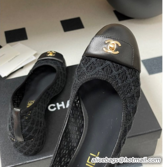 Grade Quality Chanel Embroidered Mesh & Leather Pumps 5cm with Foldover Black 2025 CH071405