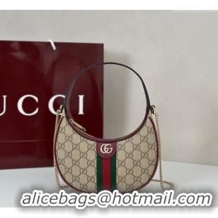Original Cheap Gucci Ophidia GG Canvas small hobo shoulder bag 838463 Beige/Ancora Red 2025