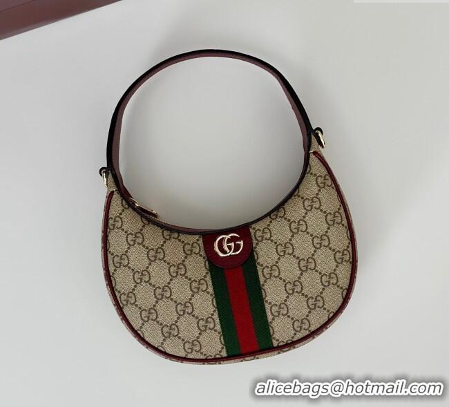 Original Cheap Gucci Ophidia GG Canvas small hobo shoulder bag 838463 Beige/Ancora Red 2025