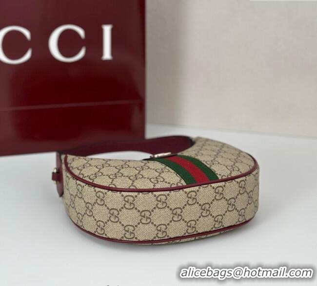 Original Cheap Gucci Ophidia GG Canvas small hobo shoulder bag 838463 Beige/Ancora Red 2025