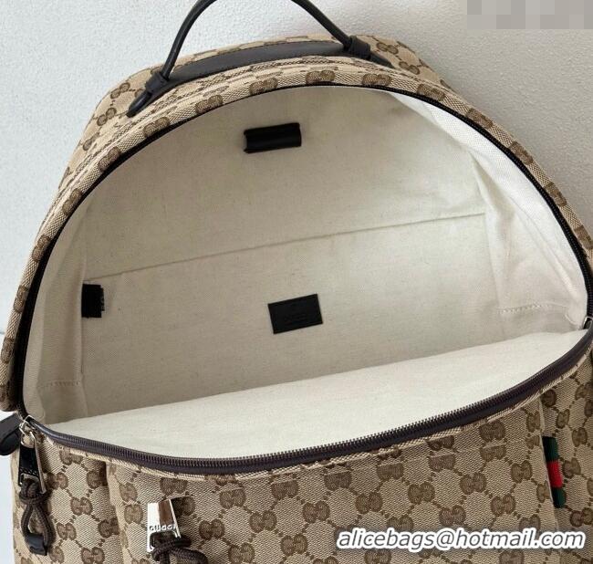 Inexpensive Gucci GG canvas medium backpack bag 824624 Beige/brown 2025