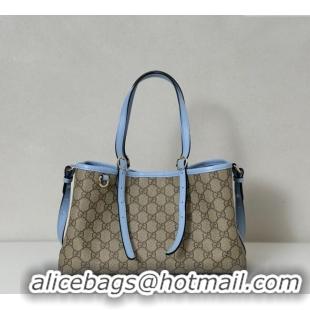 Discount Gucci GG Canvas Emblem Medium Tote Bag 815214 Beige/Blue 2025