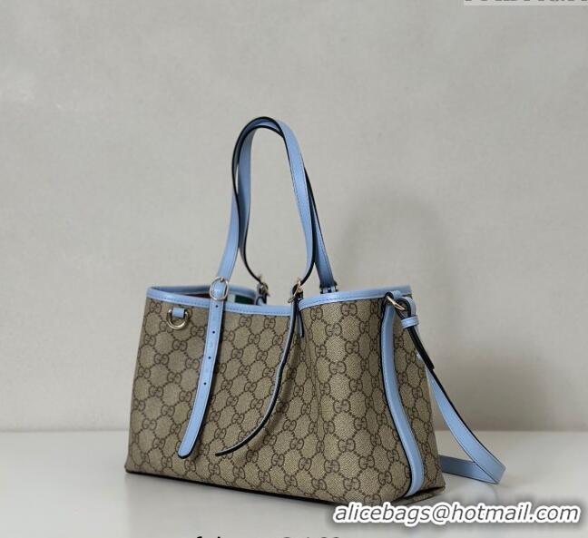 Discount Gucci GG Canvas Emblem Medium Tote Bag 815214 Beige/Blue 2025