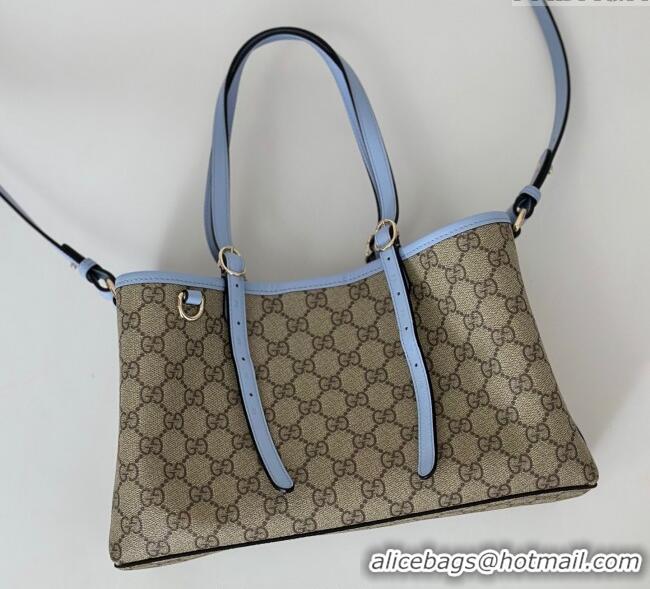 Discount Gucci GG Canvas Emblem Medium Tote Bag 815214 Beige/Blue 2025