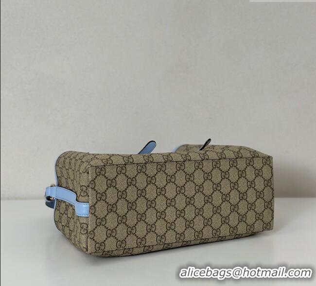 Discount Gucci GG Canvas Emblem Medium Tote Bag 815214 Beige/Blue 2025
