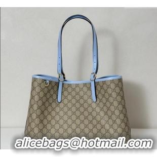 Original Discount Gucci GG Canvas Emblem Large Tote bag 815213 Beige/Blue 2025