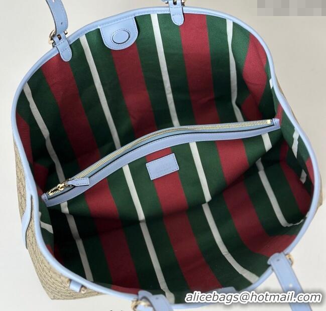 Original Discount Gucci GG Canvas Emblem Large Tote bag 815213 Beige/Blue 2025