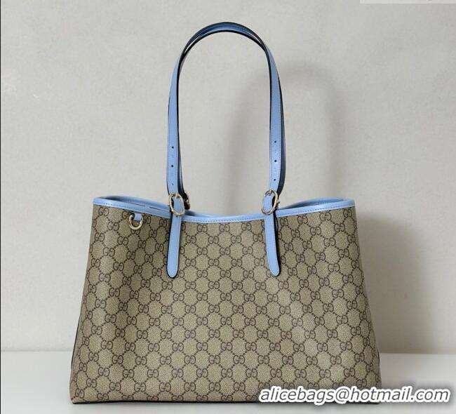Original Discount Gucci GG Canvas Emblem Large Tote bag 815213 Beige/Blue 2025