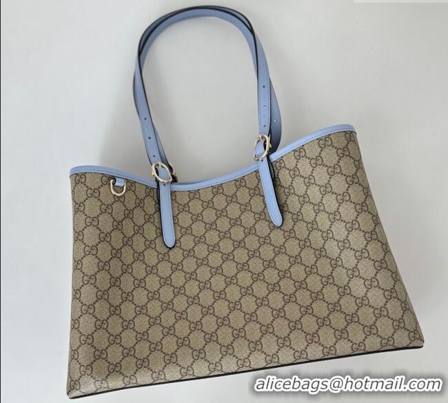 Original Discount Gucci GG Canvas Emblem Large Tote bag 815213 Beige/Blue 2025