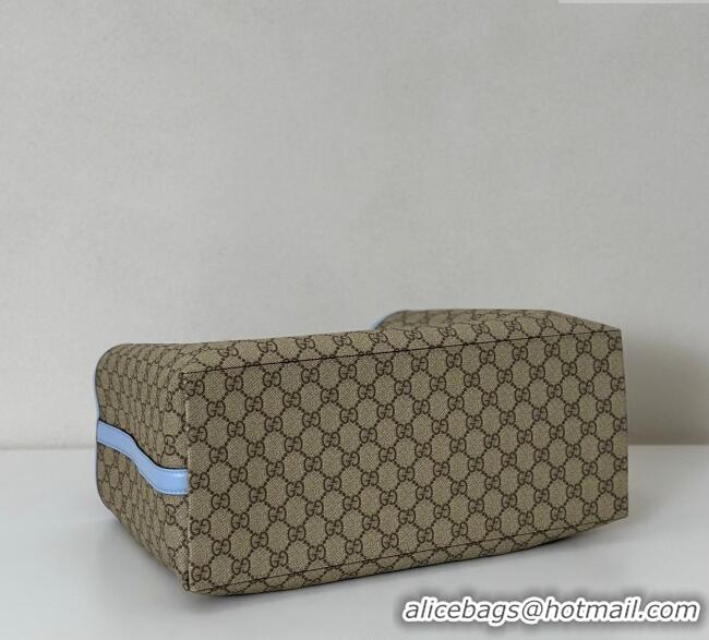 Original Discount Gucci GG Canvas Emblem Large Tote bag 815213 Beige/Blue 2025