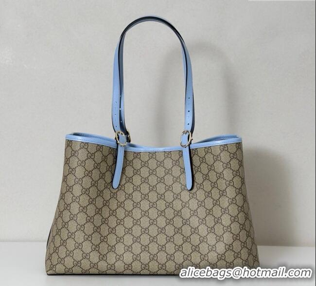 Original Discount Gucci GG Canvas Emblem Large Tote bag 815213 Beige/Blue 2025