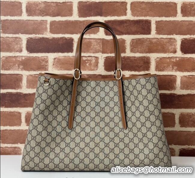Luxury Classic Gucci GG Canvas Emblem Maxi Tote Bag 815212 Beige/Brown 2025