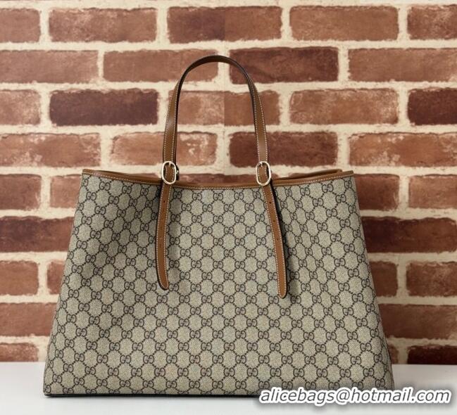 Luxury Classic Gucci GG Canvas Emblem Maxi Tote Bag 815212 Beige/Brown 2025