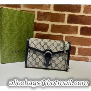 Original Cheap Gucci Dionysus GG Canvas Chain Wallet 401231 Beige/Blue 2025