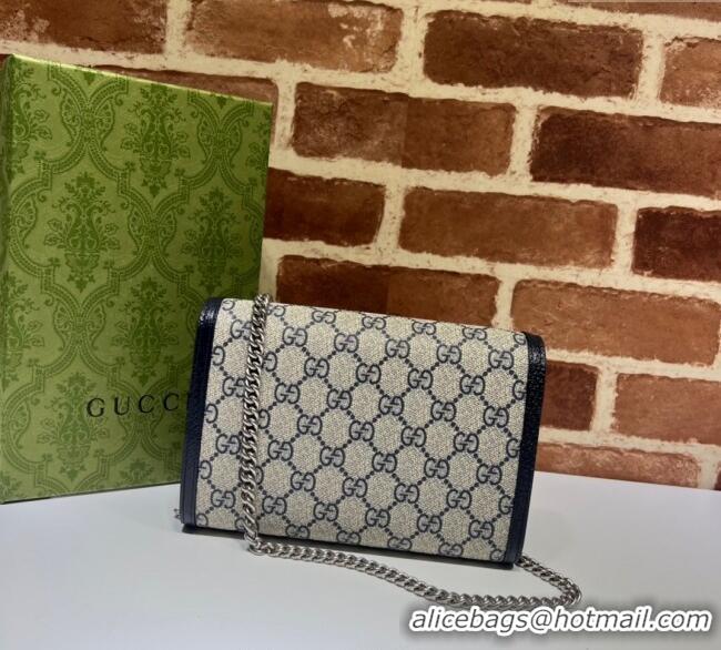 Original Cheap Gucci Dionysus GG Canvas Chain Wallet 401231 Beige/Blue 2025