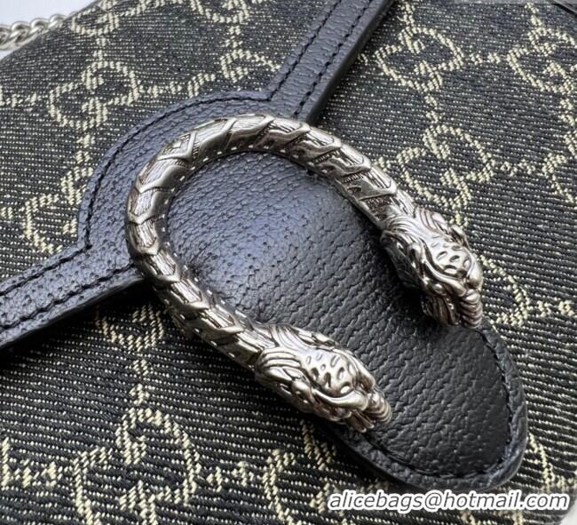 Buy Luxury Gucci Dionysus GG Denim Chain Wallet 401231 Black 2025