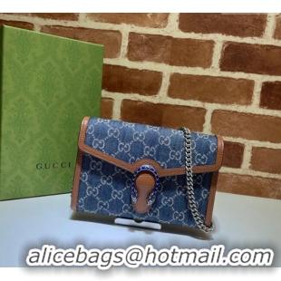 Good Taste Gucci Dionysus GG Denim Chain Wallet 401231 Blue 2025