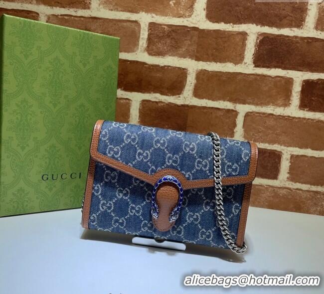 Good Taste Gucci Dionysus GG Denim Chain Wallet 401231 Blue 2025