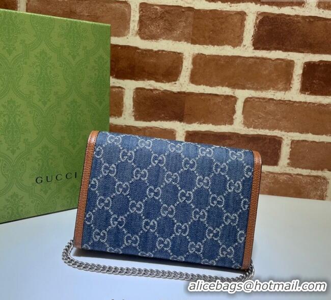 Good Taste Gucci Dionysus GG Denim Chain Wallet 401231 Blue 2025