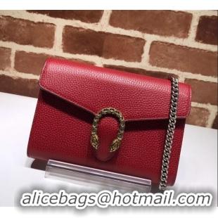 Super Quality Gucci Dionysus Leather Chain Wallet 401231 Red 2025