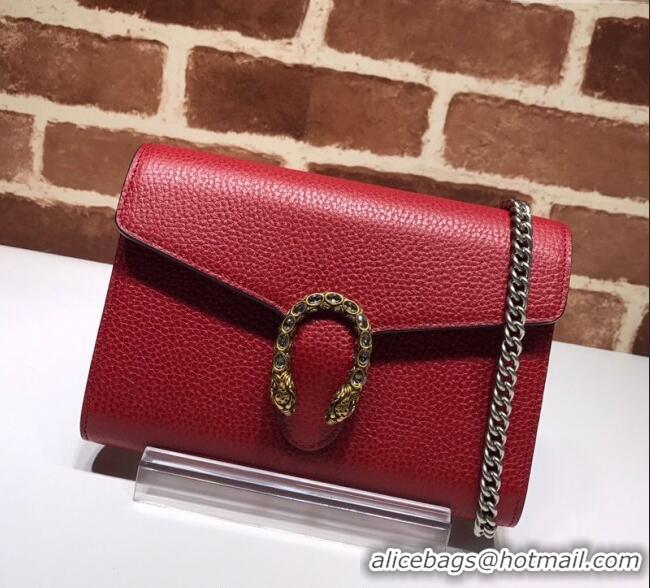 Super Quality Gucci Dionysus Leather Chain Wallet 401231 Red 2025