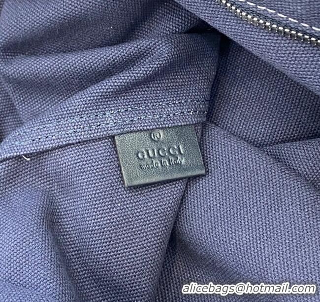 Best Price Gucci Mens Printed canvas large tote bag 816863 Dark Blue 2025