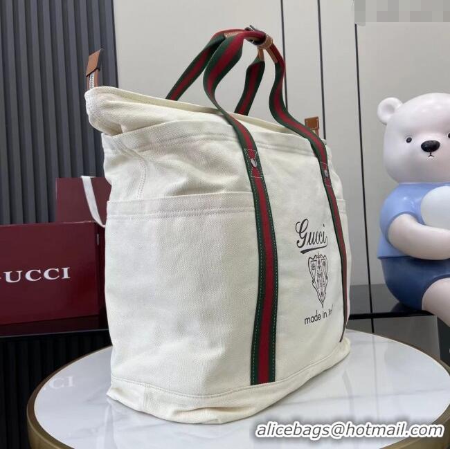 Shop Cheapest Gucci Mens Printed canvas large tote bag 816863 Off White 2025