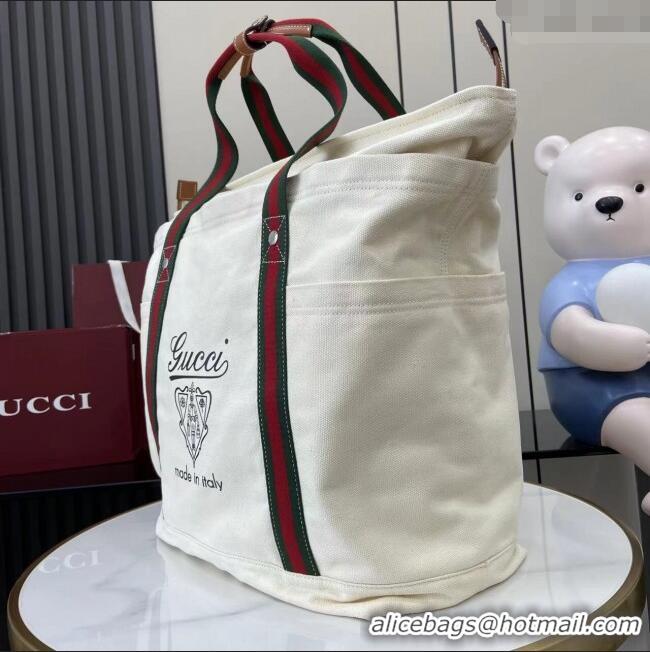 Shop Cheapest Gucci Mens Printed canvas large tote bag 816863 Off White 2025