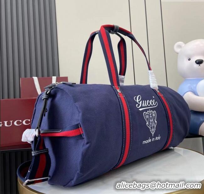 Luxurious Gucci Mens Printed canvas duffle bag 816866 Dark Blue 2025