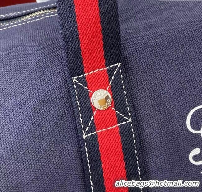 Luxurious Gucci Mens Printed canvas duffle bag 816866 Dark Blue 2025